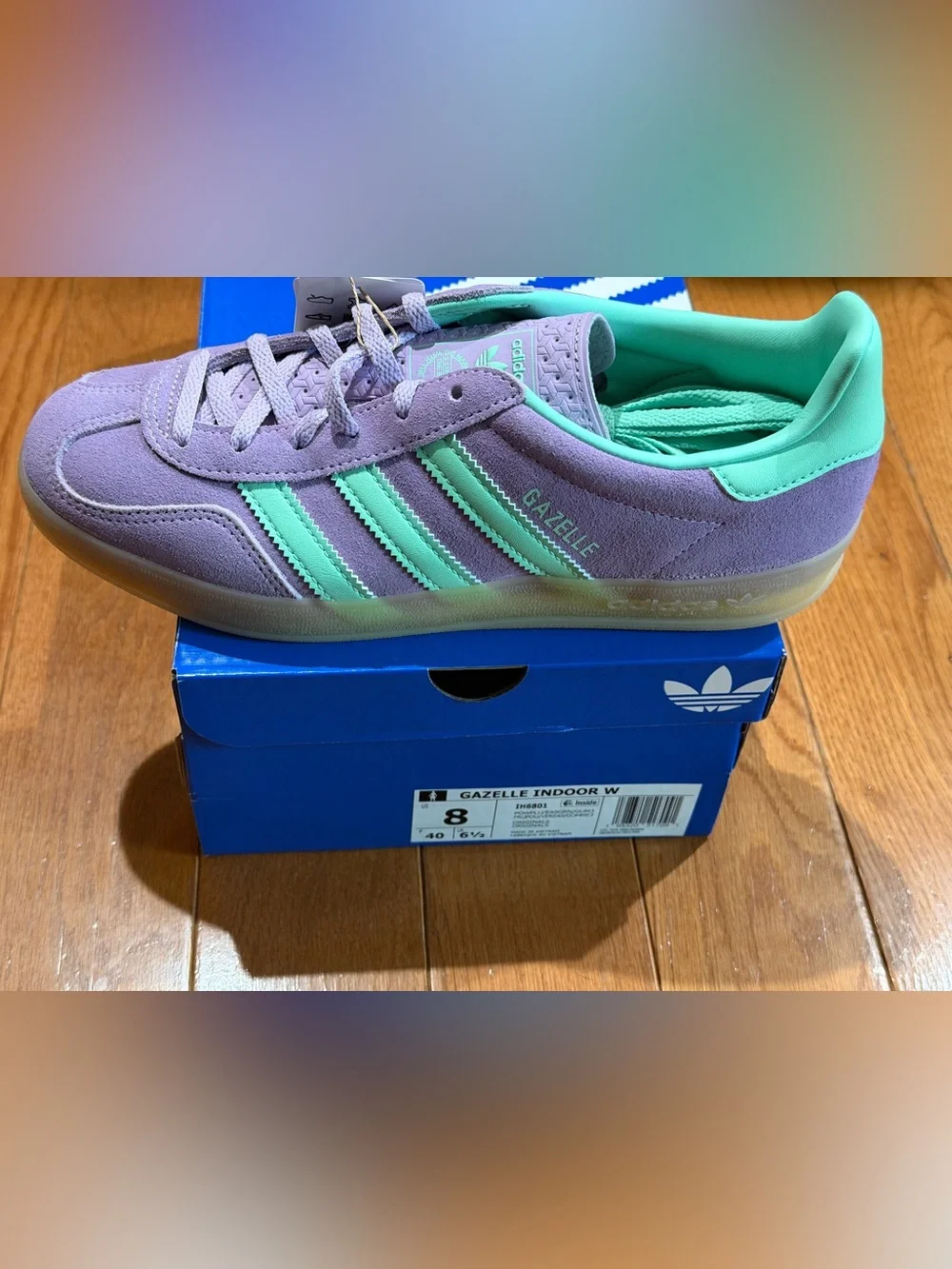 Adidas Gazelle Indoor W Clear Mint Active Purple IH6801 Women's Size 8